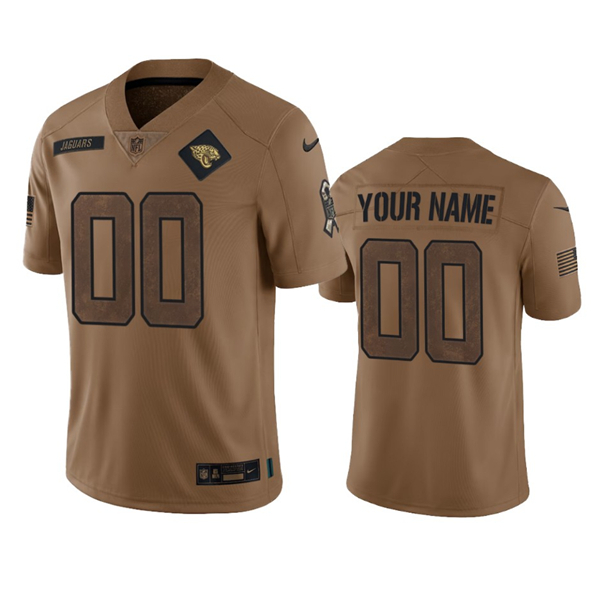 Mens Jacksonville Jaguars Active Player Custom 2023 Brown Salute To Service Limited Football Stitched Jersey